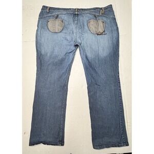 Apple Bottoms Jeans Y2K Women Bootcut Denim Apple Patch Pockets 24x32